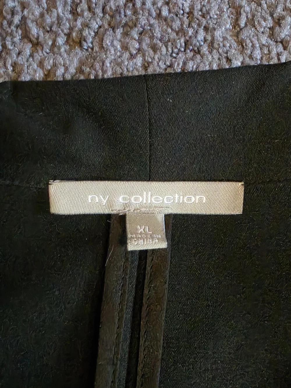 NY Collection Black Open-Front Draped Blazer 3/4 Sleeves Size XL NWT